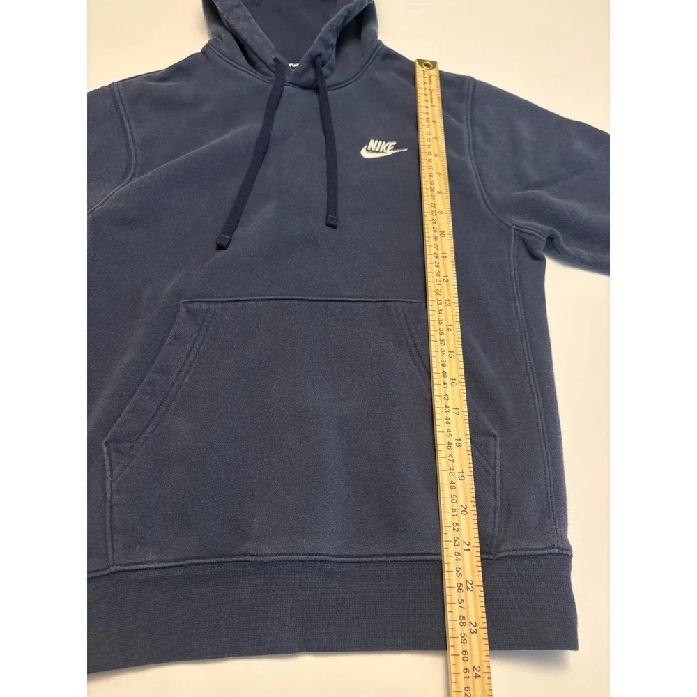 Nike Hoodie Mens XS Navy Blue Fleece Embroidered Swoosh Pullover 0195